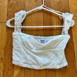 Princess Polly White Eyelet Ruffle Strap Crop Top
